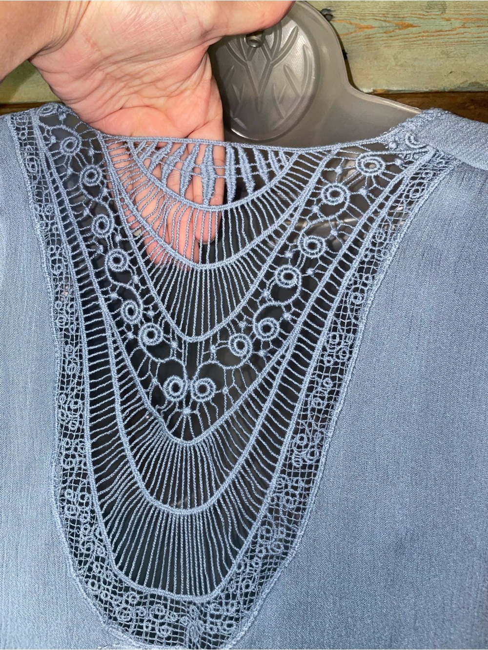 New Sonoma Light Blue Fringe Open-Front Women’s Poncho Shrug - Picture 4 of 13